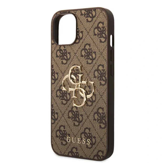 Husa Guess PU 4G Metal Logo pentru iPhone 15 Brown