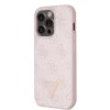 Husa Guess PU 4G Strass Triangle Metal Logo + Snur pentru iPhone 15 Pro Max Pink