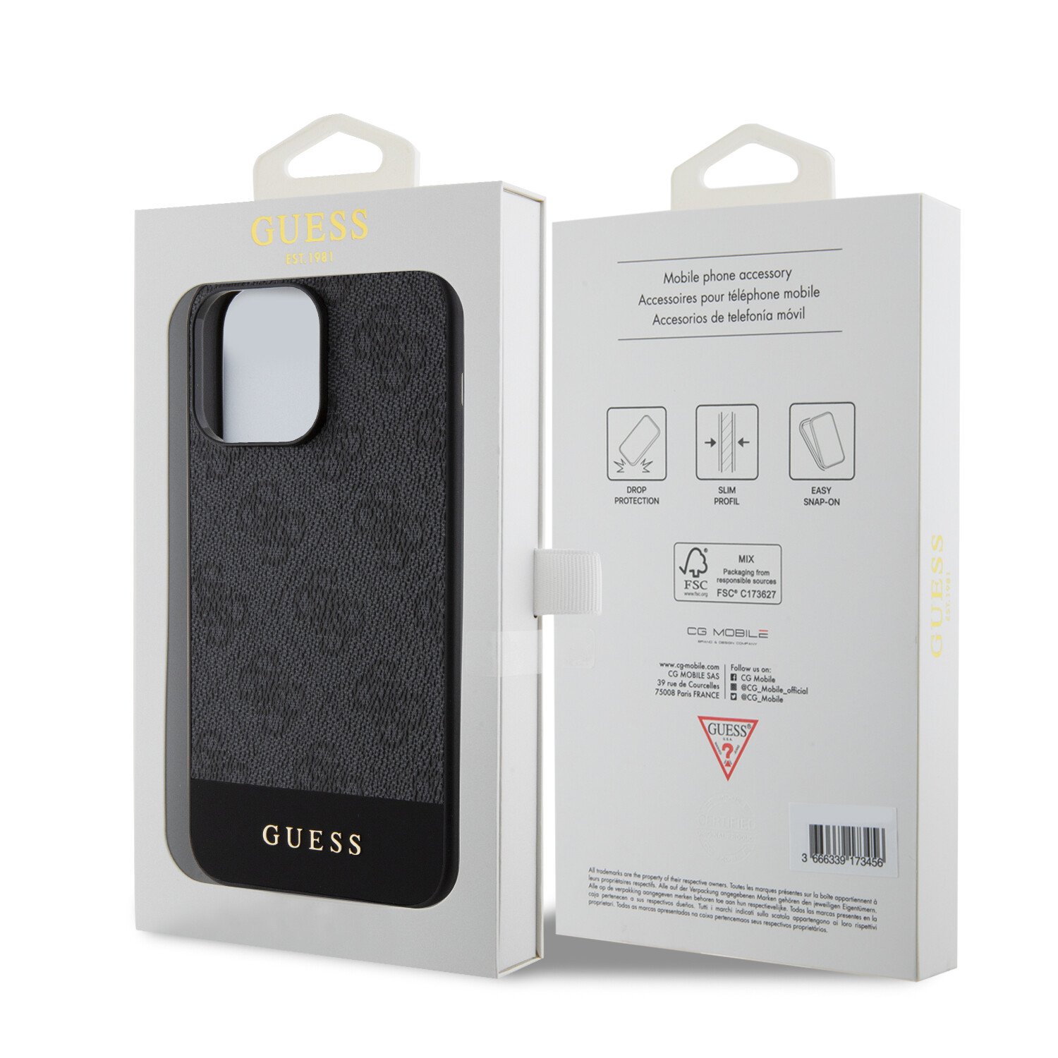 Husa Guess PU 4G Stripe MagSafe pentru iPhone 15 Pro Max Black thumb