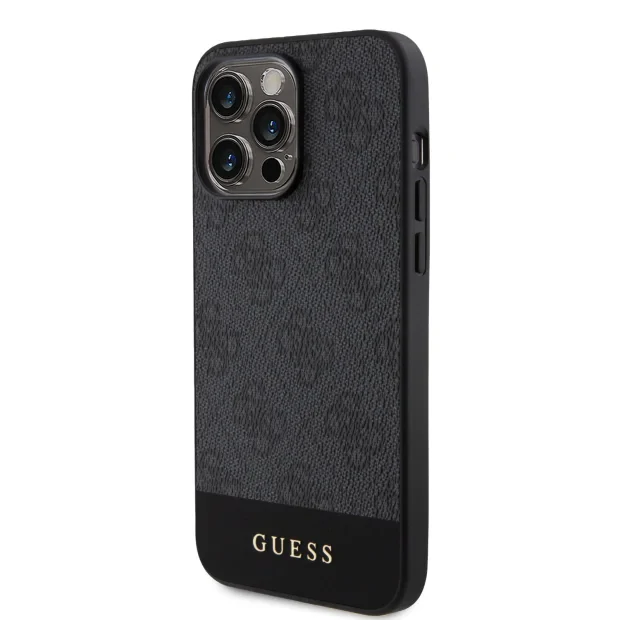 Husa Guess PU 4G Stripe MagSafe pentru iPhone 15 Pro Max Black