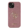 Husa Guess PU Fixed Glitter 4G Metal Logo pentru iPhone 15 Pink