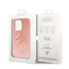 Husa Guess PU Fixed Glitter 4G Metal Logo pentru iPhone 15 Pro Pink