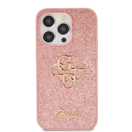 Husa Guess PU Fixed Glitter 4G Metal Logo pentru iPhone 15 Pro Pink