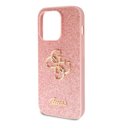 Husa Guess PU Fixed Glitter 4G Metal Logo pentru iPhone 15 Pro Pink