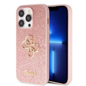 Husa Guess PU Fixed Glitter 4G Metal Logo pentru iPhone 15 Pro Pink