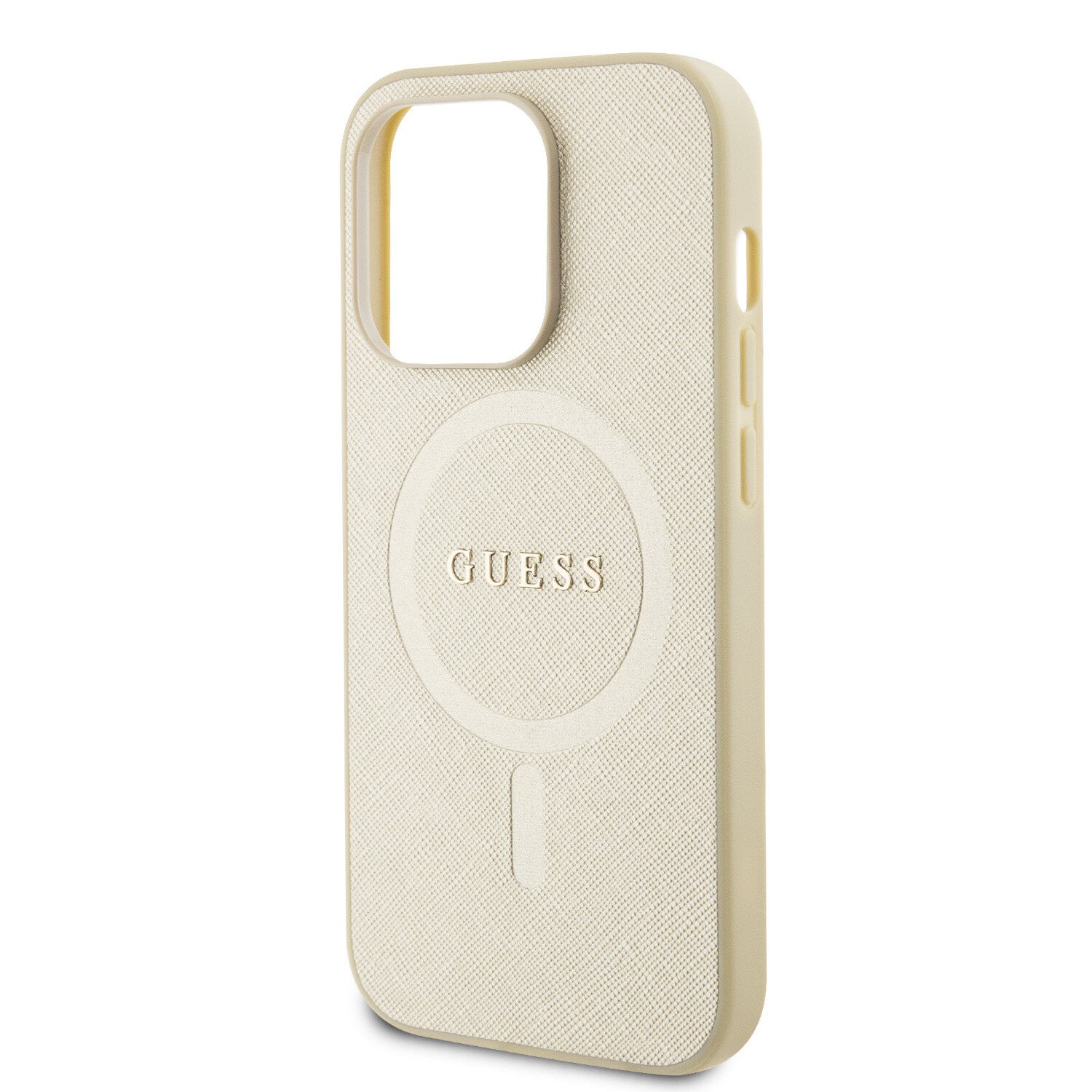 Husa Guess PU Saffiano MagSafe pentru iPhone 15 Pro Beige thumb