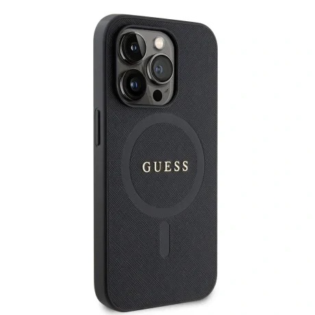 Husa Guess PU Saffiano MagSafe pentru iPhone 15 Pro Max Black