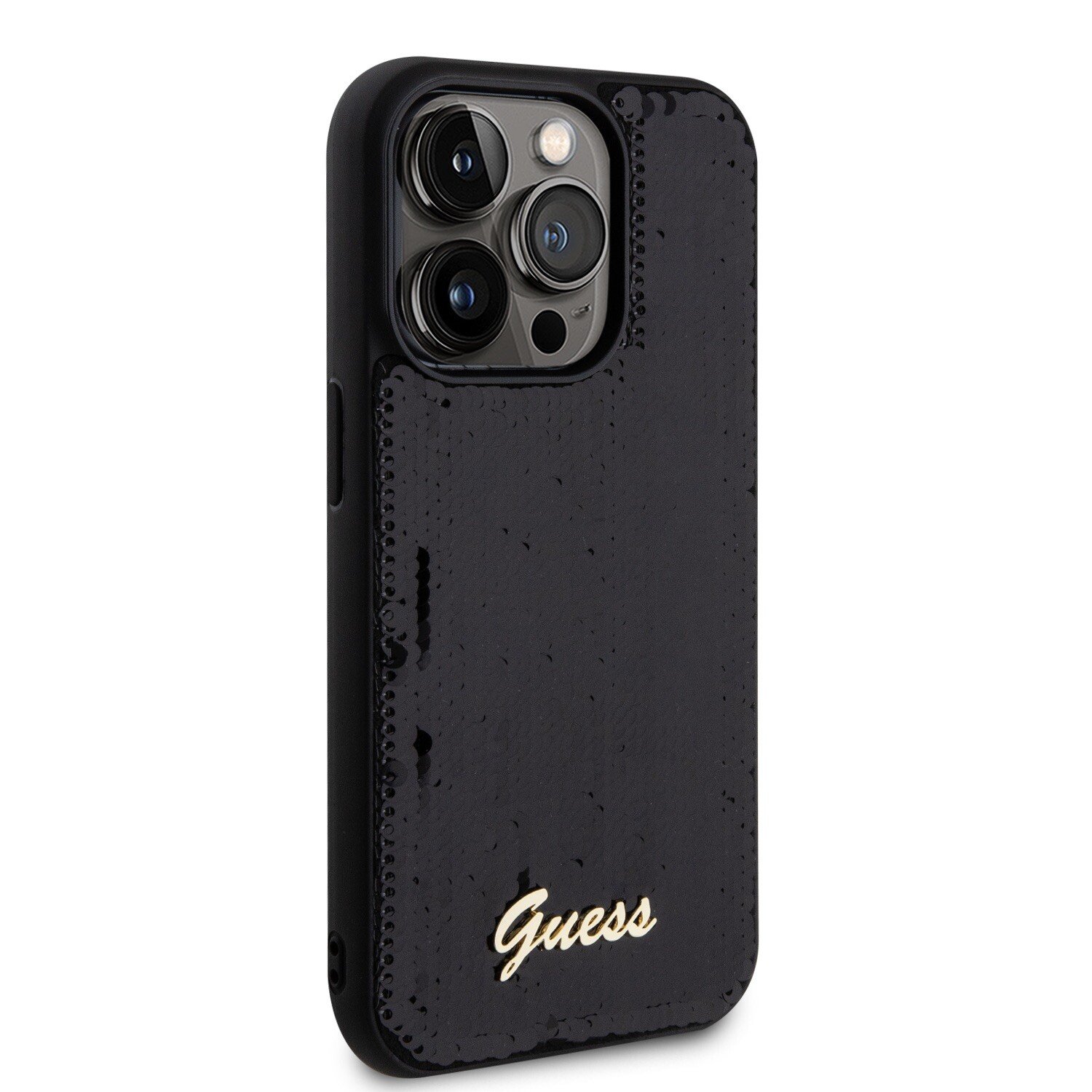 Husa Guess Sequin Script Logo pentru iPhone 14 Pro Black thumb