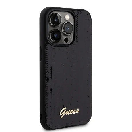Husa Guess Sequin Script Logo pentru iPhone 14 Pro Black