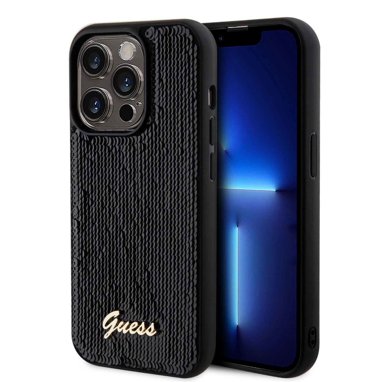 Husa Guess Sequin Script Logo pentru iPhone 14 Pro Black thumb