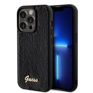 Husa Guess Sequin Script Logo pentru iPhone 14 Pro Black