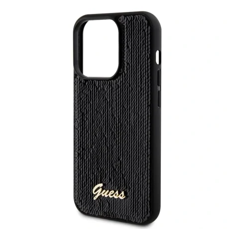 Husa Guess Sequin Script Logo pentru iPhone 14 Pro Black