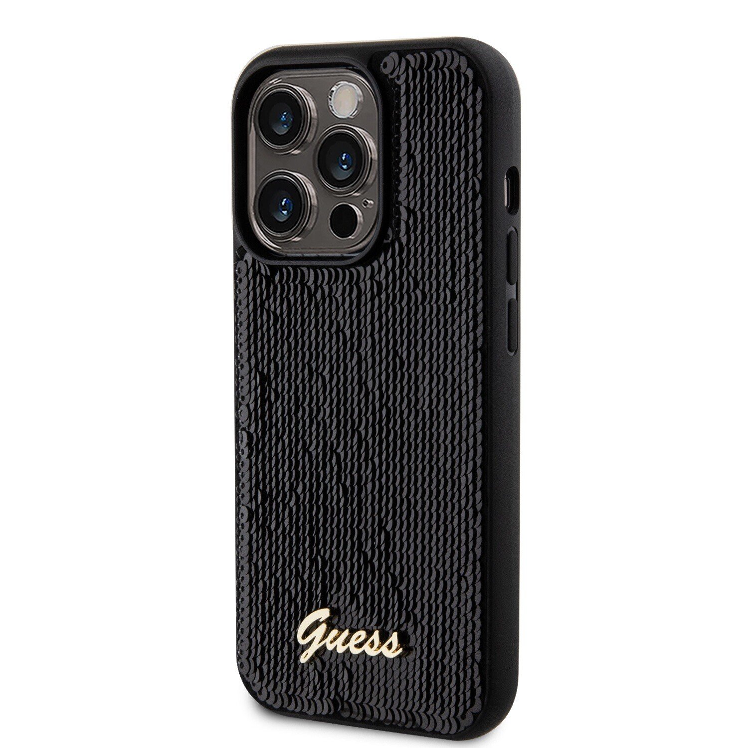 Husa Guess Sequin Script Logo pentru iPhone 14 Pro Black thumb