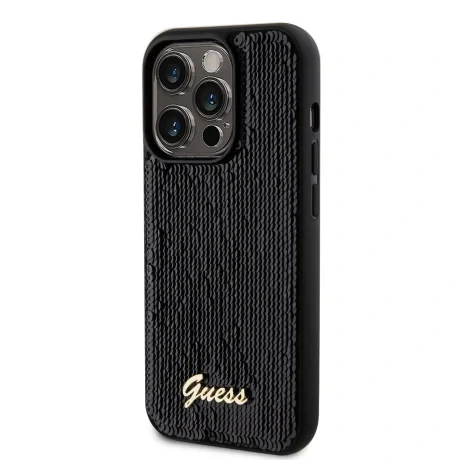 Husa Guess Sequin Script Logo pentru iPhone 14 Pro Black