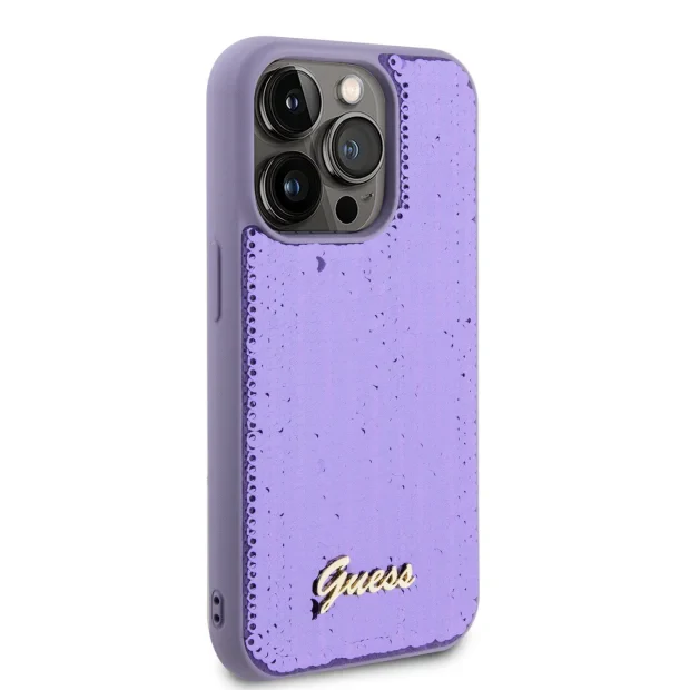 Husa Guess Sequin Script Logo pentru iPhone 14 Pro Purple