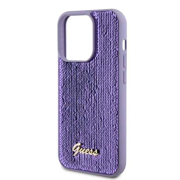 Husa Guess Sequin Script Logo pentru iPhone 14 Pro Purple