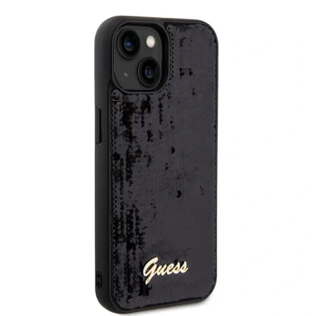 Husa Guess Sequin Script Logo pentru iPhone 15 Black
