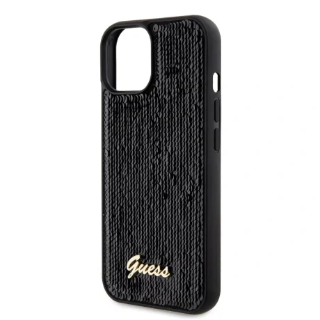 Husa Guess Sequin Script Logo pentru iPhone 15 Black
