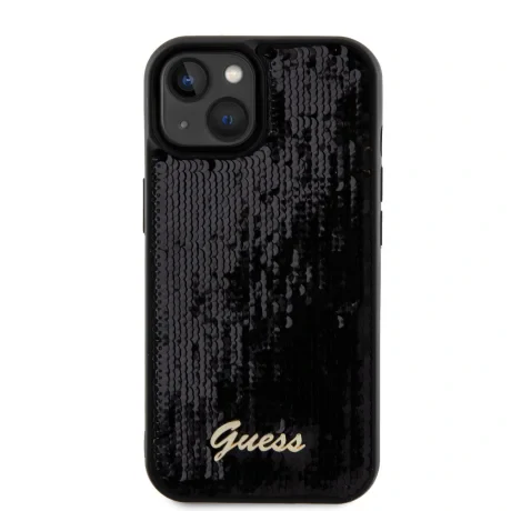 Husa Guess Sequin Script Logo pentru iPhone 15 Black