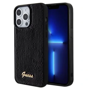 Husa Guess Sequin Script Logo pentru iPhone 15 Pro Black