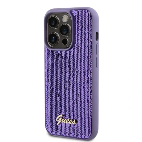 Husa Guess Sequin Script Logo pentru iPhone 15 Pro Purple