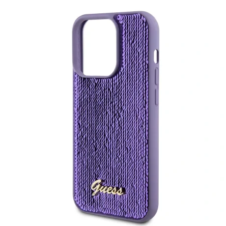 Husa Guess Sequin Script Logo pentru iPhone 15 Pro Purple