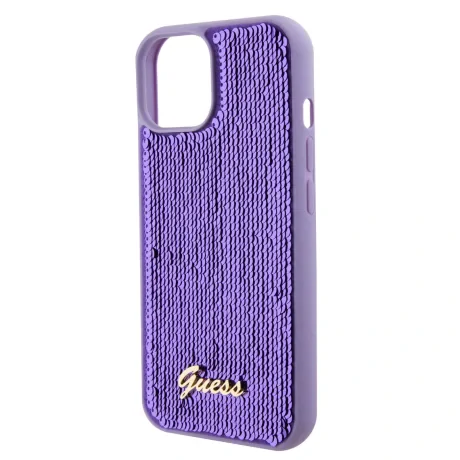 Husa Guess Sequin Script Logo pentru iPhone 15 Purple