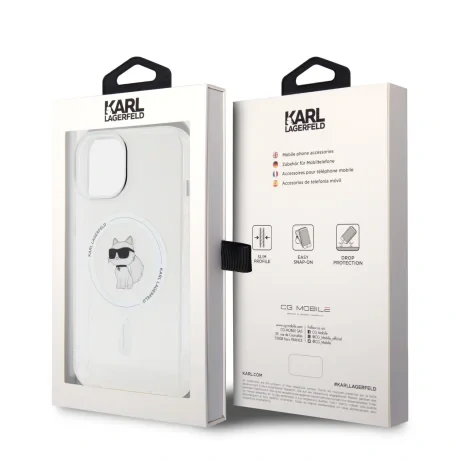 Husa Karl Lagerfeld IML Choupette MagSafe pentru iPhone 15 Transparent