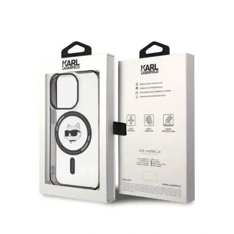 Husa Spate MagSafe Karl Lagerfeld IML Choupette Head pentru iPhone 15 Pro KLHMP15LHCHNOTK Transparent