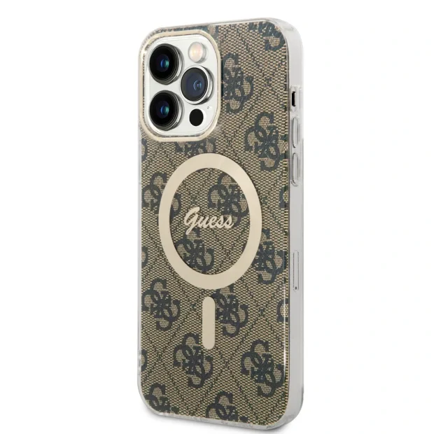 Husa Guess IML 4G MagSafe pentru iPhone 15 Pro Max Brown