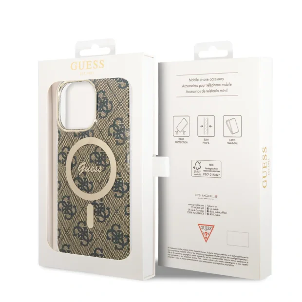 Husa Guess IML 4G MagSafe pentru iPhone 15 Pro Max Brown