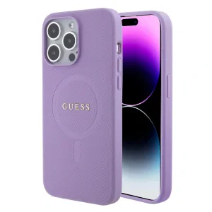 Husa Guess PU Saffiano MagSafe pentru iPhone 15 Pro Max Purple