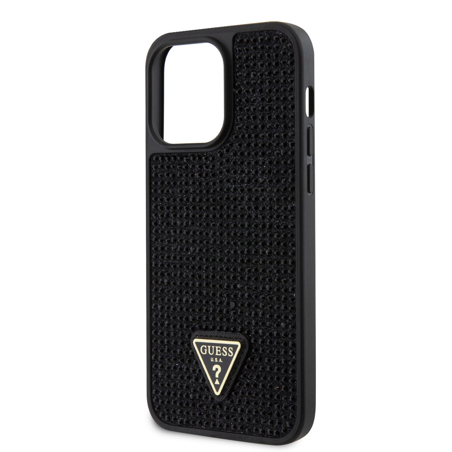 Husa Guess Rhinestones Triangle Metal Logo pentru iPhone 15 Pro Max Black thumb