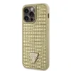 Guess Rhinestones Triangle Metal Logo Kryt pro iPhone 15 Pro Max Gold