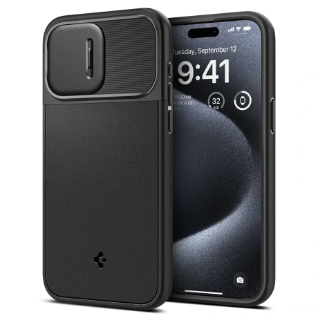 Husa Spigen Optik Armor MagSafe pentru iPhone 15 Pro black