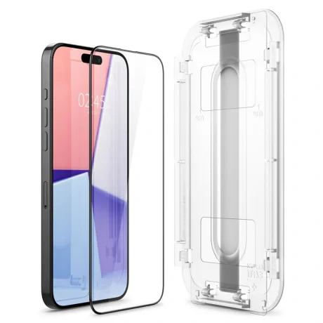 Folie sticla Spigen Glass tR EZ Fit 2 Pack FC pentru iPhone 15 Pro Max, Black