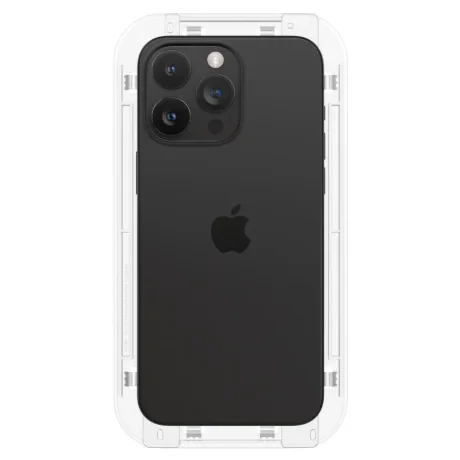 Folie sticla Spigen Glass tR EZ Fit 2 Pack FC pentru iPhone 15 Pro Max, Black