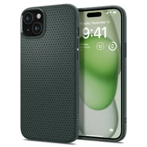 Husa Spigen Liquid Air pentru iPhone 15 Plus, Abyss Green