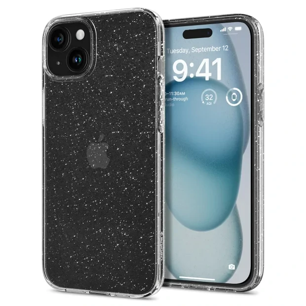 Husa Spigen Liquid Crystal Glitter pentru iPhone 15, Crystal Quartz