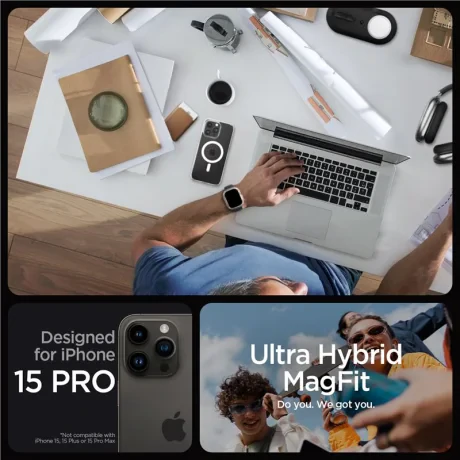 Husa Spigen Ultra Hybrid MagSafe iPhone 15 Pro, White