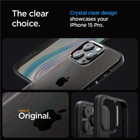 Husa Spigen Ultra Hybrid pentru iPhone 15 Pro, Matte Black