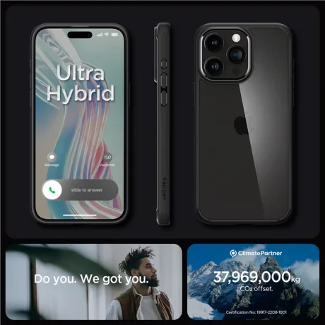 Husa Spigen Ultra Hybrid pentru iPhone 15 Pro Max, Matte Black
