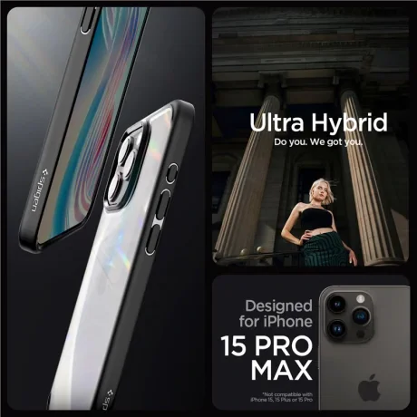 Husa Spigen Ultra Hybrid pentru iPhone 15 Pro Max, Matte Black