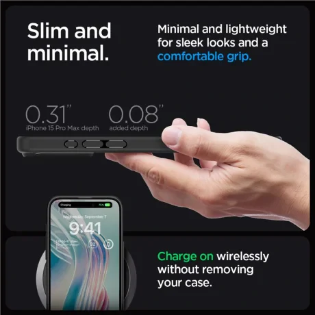 Husa Spigen Ultra Hybrid pentru iPhone 15 Pro Max, Matte Black
