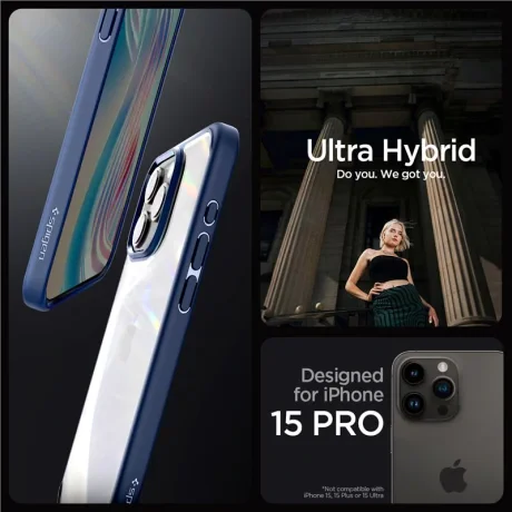 Huse Spigen Ultra Hybrid pentru iPhone 15 Pro, Navy Blue