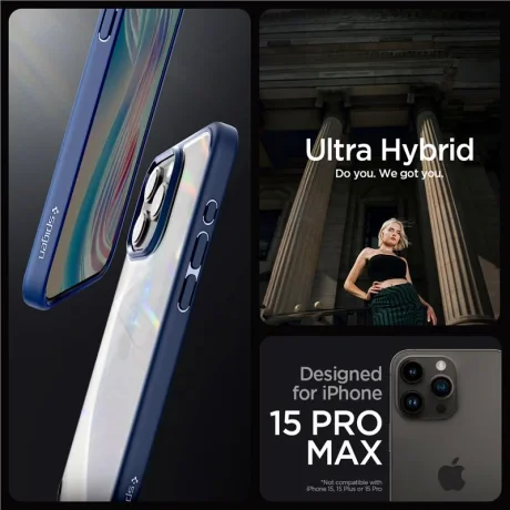 Husa Spigen Ultra Hybrid pentru iPhone 15 Pro Max, Navy Blue