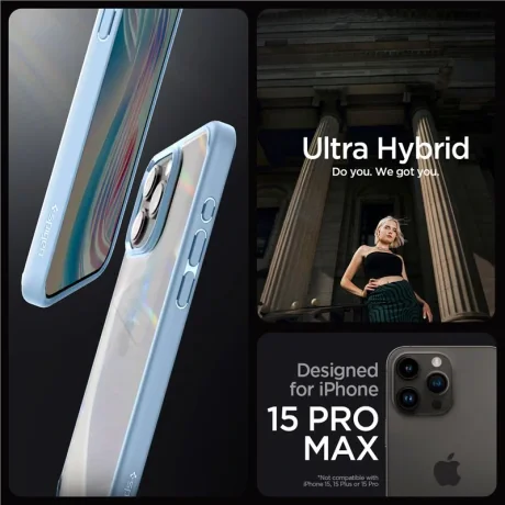 Husa Spigen Ultra Hybrid pentru iPhone 15 Pro Max, Sierra Blue