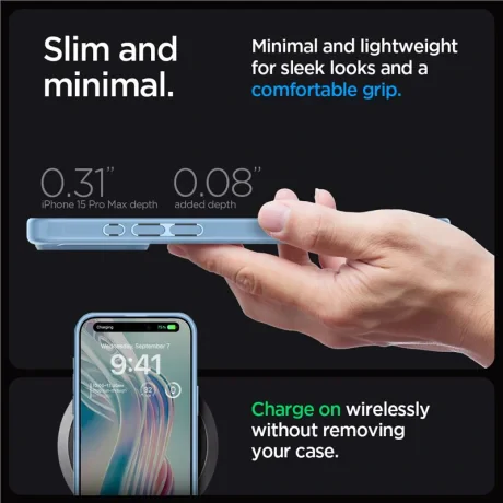 Husa Spigen Ultra Hybrid pentru iPhone 15 Pro Max, Sierra Blue