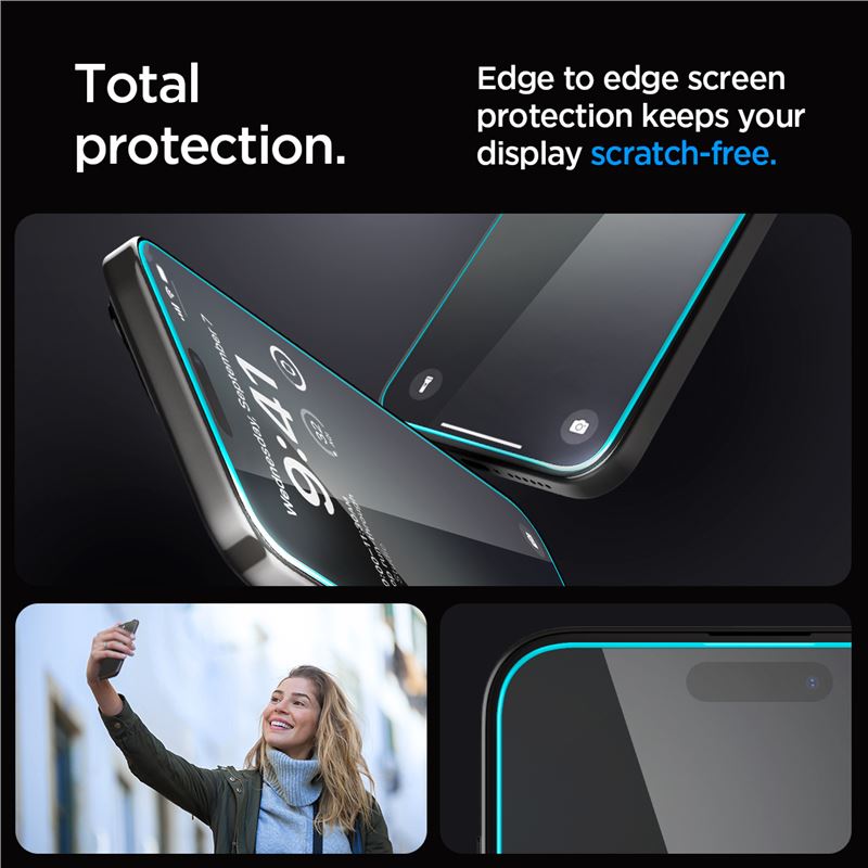 Folie sticla Spigen tR EZ Fit 2 Pack pentru iPhone 15 Pro Max, Transparent thumb