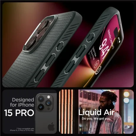 Husa Spigen Liquid Air pentru iPhone 15 Pro, Abyss Green